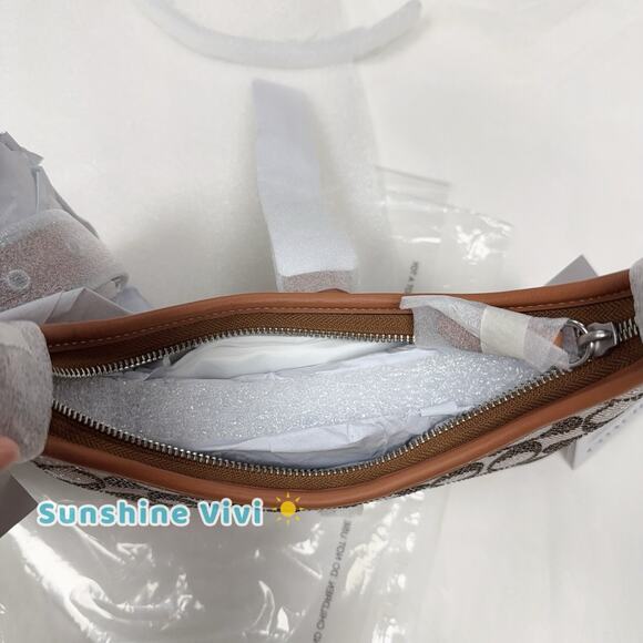 NWT Coach Hamptons Hobo Bag In Crystal Signature Jacquard CW654 Burnished Amber - Picture 5 of 9